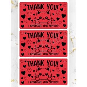 100 Cute Cat Thank You Stickers for Packaging | Small Business Labels